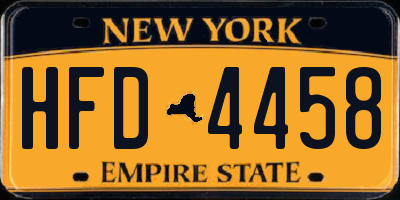 NY license plate HFD4458