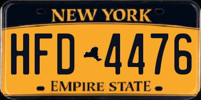 NY license plate HFD4476