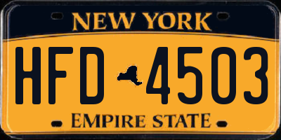 NY license plate HFD4503