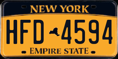 NY license plate HFD4594