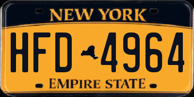 NY license plate HFD4964