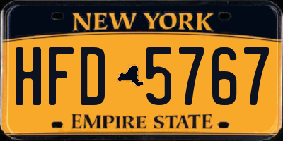 NY license plate HFD5767