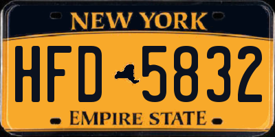 NY license plate HFD5832