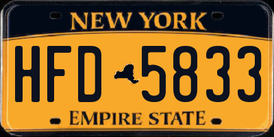 NY license plate HFD5833