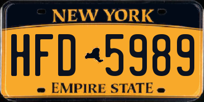 NY license plate HFD5989