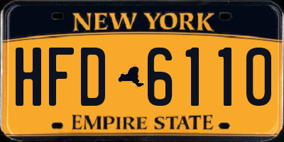 NY license plate HFD6110