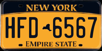 NY license plate HFD6567