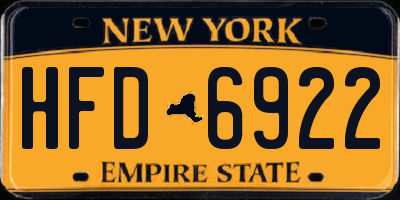 NY license plate HFD6922
