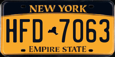 NY license plate HFD7063