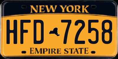 NY license plate HFD7258