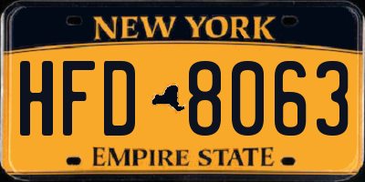 NY license plate HFD8063
