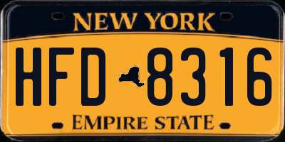 NY license plate HFD8316