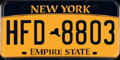 NY license plate HFD8803
