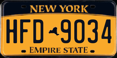 NY license plate HFD9034