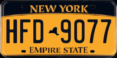 NY license plate HFD9077