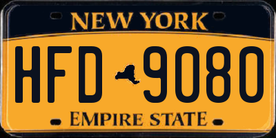 NY license plate HFD9080