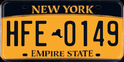 NY license plate HFE0149