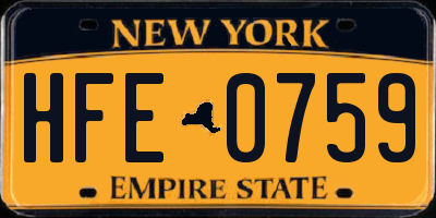 NY license plate HFE0759
