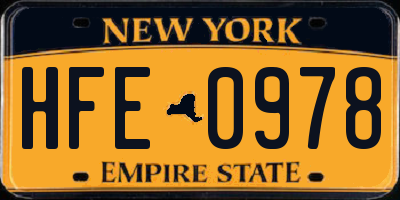 NY license plate HFE0978