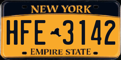 NY license plate HFE3142