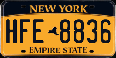 NY license plate HFE8836