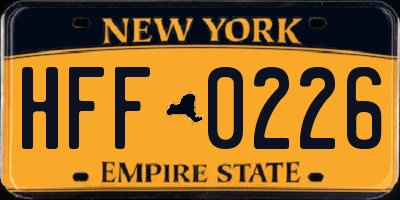 NY license plate HFF0226