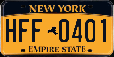 NY license plate HFF0401