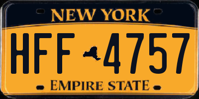 NY license plate HFF4757