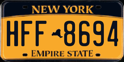 NY license plate HFF8694