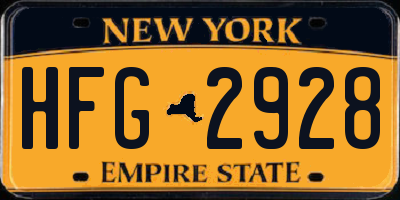 NY license plate HFG2928