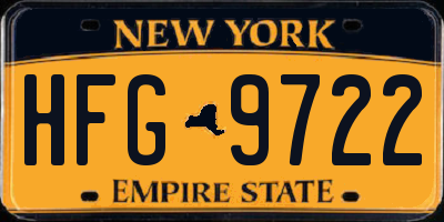 NY license plate HFG9722
