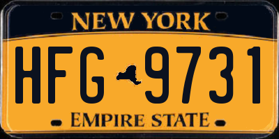 NY license plate HFG9731