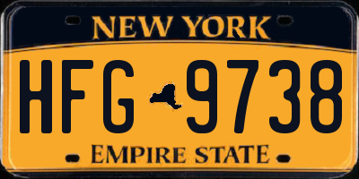 NY license plate HFG9738