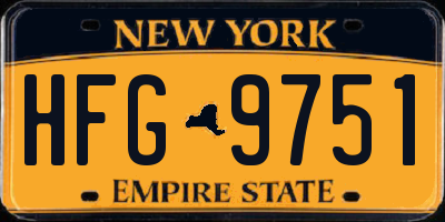 NY license plate HFG9751