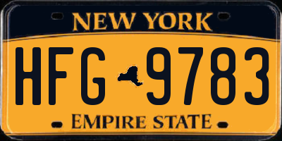 NY license plate HFG9783