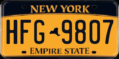 NY license plate HFG9807
