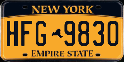 NY license plate HFG9830
