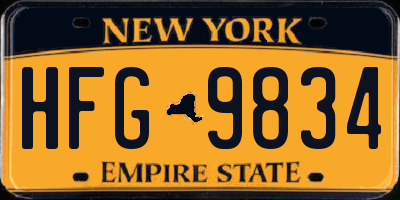 NY license plate HFG9834