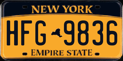 NY license plate HFG9836