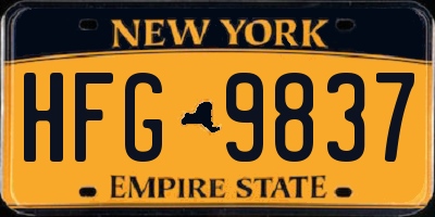 NY license plate HFG9837