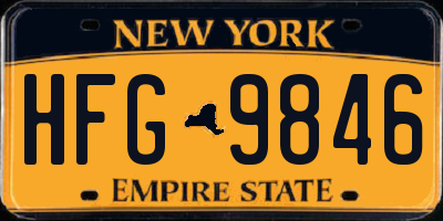 NY license plate HFG9846