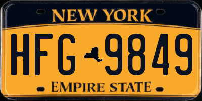 NY license plate HFG9849