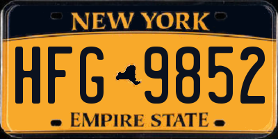 NY license plate HFG9852