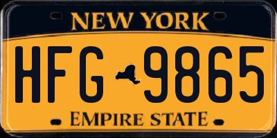 NY license plate HFG9865
