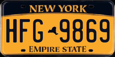 NY license plate HFG9869