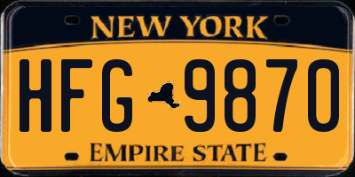 NY license plate HFG9870