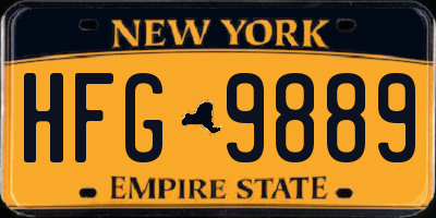 NY license plate HFG9889