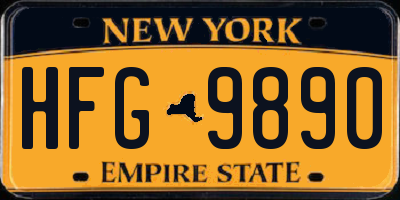 NY license plate HFG9890