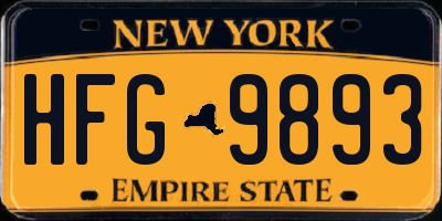 NY license plate HFG9893