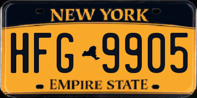 NY license plate HFG9905